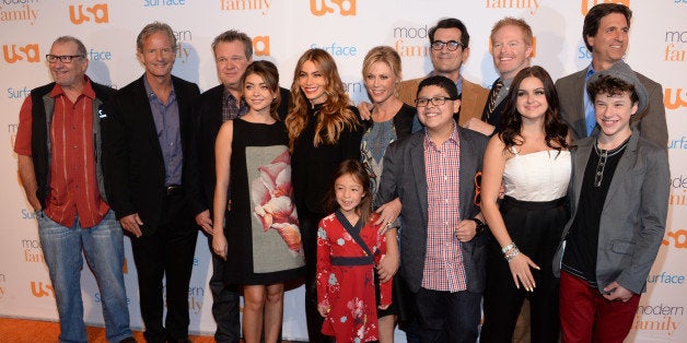 USA NETWORK EVENTS -- 'USA Network's Modern Family Fan Appreciation Day presented by Surface in Los Angeles, CA on Monday, October 28, 2013' -- Pictured: (l-r) The Cast and Crew of Modern Family -- (Photo by: Jason Kempin/USA Network/NBCU Photo Bank via Getty Images)