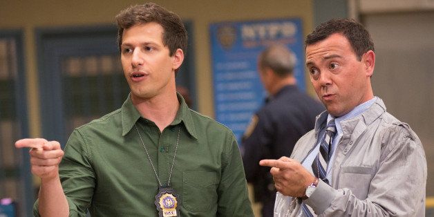 BROOKLYN NINE-NINE: Andy Samberg (L) and Joe Lo Truglio in the 'The Vulture' episode of BROOKLYN NINE-NINE airing Tuesday, Oct. 15, 2013 (8:30-9:00 PM ET/PT) on FOX. (Photo by FOX via Getty Images)
