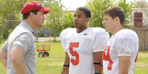 FRIDAY NIGHT LIGHTS -- 'Expectations' Episode 1 -- Pictured: (l-r) Kyle Chandler as Coach Eric Taylor, Michael B. Jordan as Vince Howard, Matt Lauria as Luke Cafferty -- Photo by: Bill Records/NBC/NBCU Photo Bank