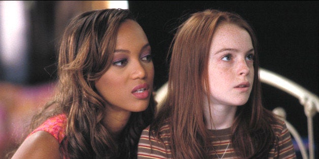 CANADA - MARCH 05: ABC MOVIE FOR TV - 'Life-Size' - 3/5/00, Casey Stuart (Lindsay Lohan, right) accidentally brings her Eve doll (played by Tyra Banks) to life as the Perfect Woman while trying to cast a spell to resurrect her mother., (Photo by ABC Photo Archives/ABC via Getty Images)