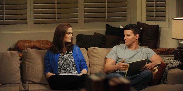 BONES: (L-R) Emily Deschanel and David Boreanaz in the 'The Lady on the List' episode of BONES airing Monday, Oct. 14, 2013 (8:00-9:00 PM ET/PT) on FOX. (Photo by Ray Mickshaw/FOX via Getty Images)