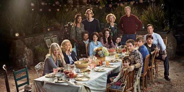 PARENTHOOD -- Season: 2 -- Pictured: (l-r) Monica Potter as Kristina Braverman, Erika Christensen as Julia Braverman-Graham, Joy Bryant as Jasmine Trussell, Tyree Brown as Jabbar Trussell, Dax Shepard as Crosby Braverman, Sarah Ramos as Haddie Braverman, Lauren Graham as Sarah Braverman, Bonnie Bedelia as Camille Braverman, Max Burkholder as Max Braverman, Craig T. Nelson as Zeek Braverman, Peter Krause as Adam Braverman, Mae Whitman as Amber Holt, Miles Heizer as Drew Holt, Sam Jaeger as Joel Graham, Savannah Paige Rae as Sydney Graham -- (Photo by: Florian Schneider/NBC/NBCU Photo Bank via Getty Images)