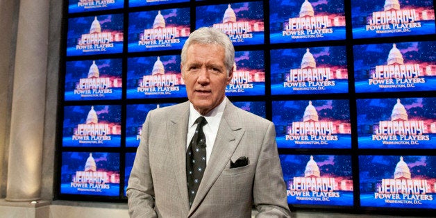 WASHINGTON, DC - APRIL 21: Alex Trebek speaks during a rehearsal before a taping of Jeopardy! Power Players Week at DAR Constitution Hall on April 21, 2012 in Washington, DC. (Photo by Kris Connor/Getty Images)