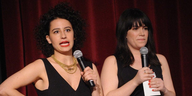 NEW YORK, NY - JANUARY 21: Actress lana Glazer (L) and Abbi Jacobson attend Comedy Central's 'Broad City' Screening & Premie