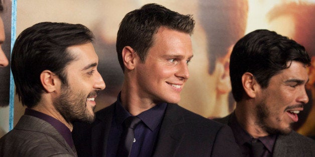 HOLLYWOOD, CA - JANUARY 15: (L-R) Murray Bartlett, Frankie J. Alvarez and Jonathan Groff arrive for the Premiere Of The HBO Comedy Series' 'Looking' - Arrivals on January 15, 2014 in Hollywood, California. (Photo by Gabriel Olsen/Getty Images)