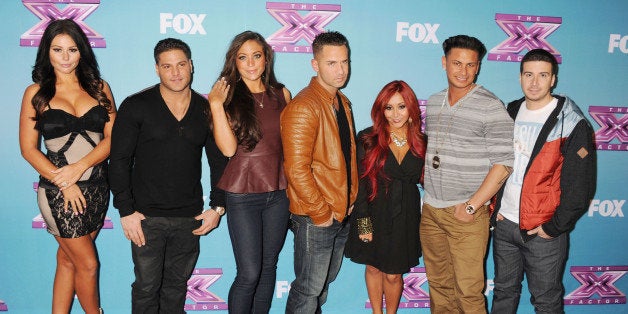 LOS ANGELES, CA - DECEMBER 19: Jersey Shore cast, Jenni 'Jwoww' Farley, Ronnie Ortiz-Magro, Sammi 'Sweetheart' Giancola, Mike