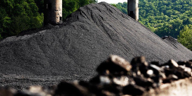 Coal waits to be among the last shipments to be loaded on train cars to depart the Hobet mine in Boone County, West Virginia, U.S. May 12, 2016. To match Special Report USA-COAL/HOBET REUTERS/Jonathan Ernst