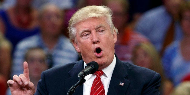 Republican presidential candidate Donald Trump speaks during a campaign rally at the University of North Carolina Wilmington,