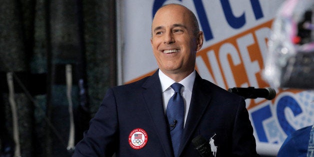 NBC's 'Today' show anchor Matt Lauer models the official Opening Ceremony outfit that Team USA members will wear by Polo Ralp