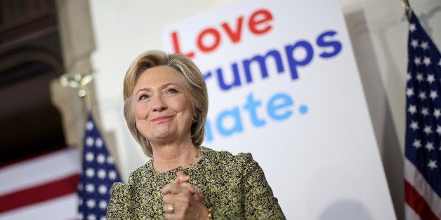 U.S. Democratic presidential candidate Hillary Clinton reacts after speaking at a campaign event at Temple University in Phil