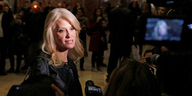 Kellyanne Conway, campaign manager and senior advisor to the Trump Presidential Transition Team, speaks to reporters at Trump