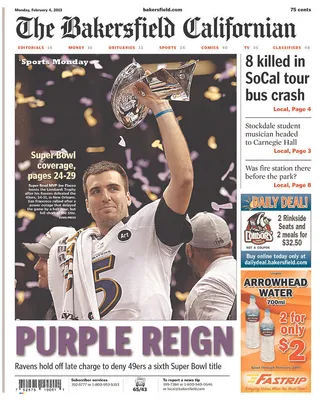 Super Bowl Newspaper Front Pages Lead With Baltimore Ravens Win (PHOTOS)