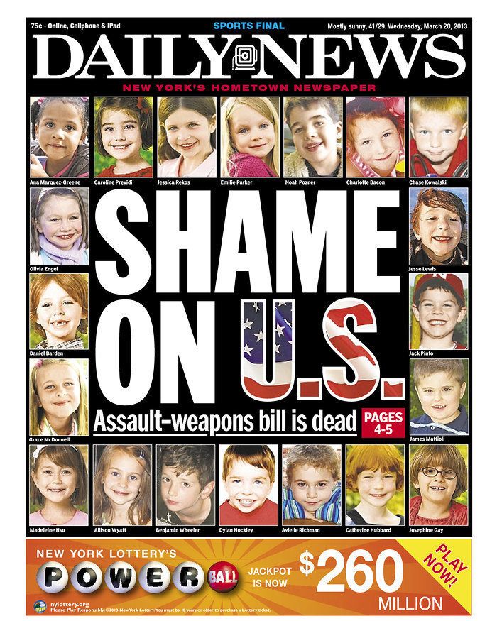 New York Daily News On Assault Weapons Bill Shame On U S Photo Huffpost