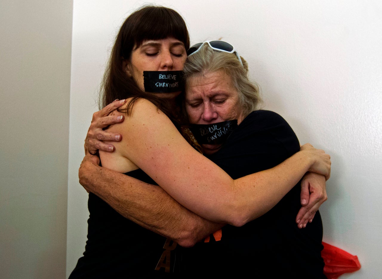 At times, demonstrators became emotional as they protested Kavanaugh's nomination outside of last week's hearing in Washington D.C.