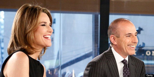 TODAY -- Pictured: (l-r) Savannah Guthrie, Matt Lauer and A.J. Clemente appear on NBC News' 'Today' show -- (Photo by: Peter Kramer/NBC/NBC NewsWire via Getty Images)