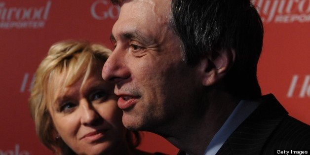 Tina Brown and Howard Kurtz arrive at a red carpet event hosted by Google and the Hollywood Reporter on the eve of the annual White House Correspondents? Association dinner in Washington on April 27, 2012. AFP PHOTO / Nicholas KAMM (Photo credit should read NICHOLAS KAMM/AFP/GettyImages)