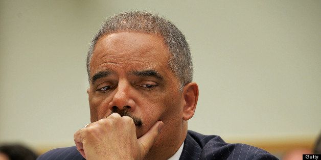 WASHINGTON, DC - MAY 15: Attorney General Eric Holder faces the House Judiciary committee about journalists phone records and IRS improprieties, on May, 15, 2013 in Washington, DC. (Photo by Bill O'Leary/The Washington Post via Getty Images)