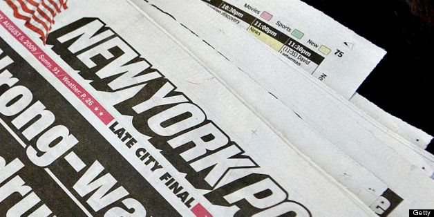 UNITED STATES - AUGUST 05: Copies of the New York Post sit on display outside a news stand in New York, U.S., on Wednesday, Aug. 5, 2009. News Corp., owner of the Fox broadcast network and the Wall Street Journal, reported a fourth-quarter loss of $203 million on writedowns at its Internet unit and plunging advertising revenue. (Photo by Daniel Acker/Bloomberg via Getty Images)