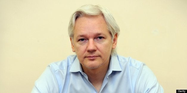 EMBARGOED UNTIL 0001GMT ON WEDNESDAY, JUNE 19, 2013 Wikileaks founder Julian Assange speaks to the media inside the Ecuadori