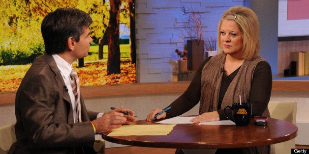 GOOD MORNING AMERICA - Nancy Grace is a guest on 'Good Morning America,' 11/2/12, airing on the ABC Television Network. (Photo by Donna Svennevik/ABC via Getty Images) GEORGE STEPHANOPOULOS, NANCY GRACE