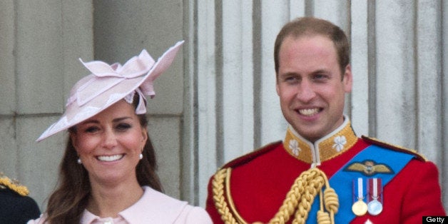 LONDON, UNITED KINGDOM - JUNE 15: Catherine, Duchess of Cambridge and Prince William stand on the balcony during the annual