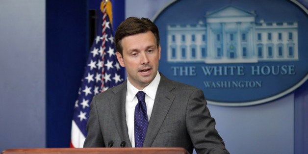 WASHINGTON, DC - AUGUST 29: White House Principal Deputy Press Secretary Josh Earnest answers questions during the daily med