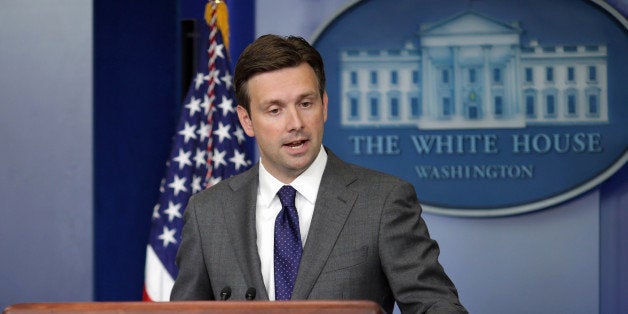 WASHINGTON, DC - AUGUST 29: White House Principal Deputy Press Secretary Josh Earnest answers questions during the daily media briefing in the Brady Press Briefing Room at the White House August 29, 2013 in Washington, DC. Earnest fielded questions from reporters about the Obama Administration's stance and response to the alleged use of chemical weapons in Syria. (Photo by Chip Somodevilla/Getty Images)