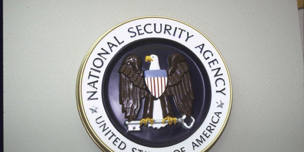 National Security Agency seal hanging on wall. (Photo by Terry Ashe//Time Life Pictures/Getty Images)