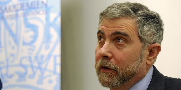 Nobel prize winner for Economy Sciences Paul Krugman of the US listens to questions during a press conference after his lecture at Aula Magna auditorium at Stockholm University on December 8, 2008 in Stockholm. Globalisation expert and firebrand critic of President George W. Bush's handling of the US financial crisis, Krugman won the Nobel for formulating a theory that determines the effects of free trade and globalization. AFP PHOTO / OLIVIER MORIN (Photo credit should read OLIVIER MORIN/AFP/Getty Images)