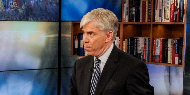 MEET THE PRESS -- Pictured: (l-r) Gov. Rick Snyder (R-MI) left, and moderator David Gregory, right, appear on 'Meet the Press' in Washington, D.C., Sunday, July 21, 2013. (Photo by: William B. Plowman/NBC/NBC NewsWire via Getty Images)