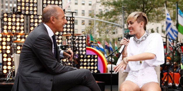 TODAY -- Pictured: (l-r) Matt Lauer and Miley Cyrus appear on NBC News' 'Today' show -- (Photo by: Peter Kramer/NBC/NBC NewsW