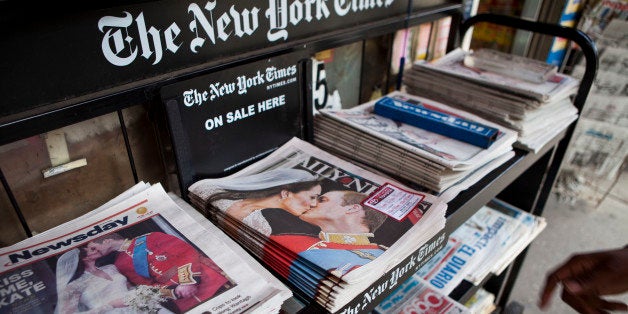 NEW YORK, NY - APRIL 30: A newsstand displays newspapers with images of the royal wedding of TRH Prince William, Duke of Cambridge and Catherine, Duchess of Cambridge, on April 30, 2011 in New York City. The marriage of the second in line to the British throne yesterday was led by the Archbishop of Canterbury and was attended by 1,900 guests, including foreign Royal family members and heads of state. (Photo by Ramin Talaie/Getty Images)