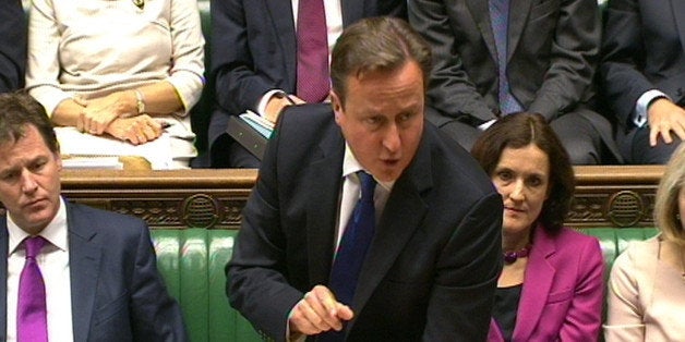 Prime Minister David Cameron speaks during Prime Minister's Questions in the House of Commons, London.