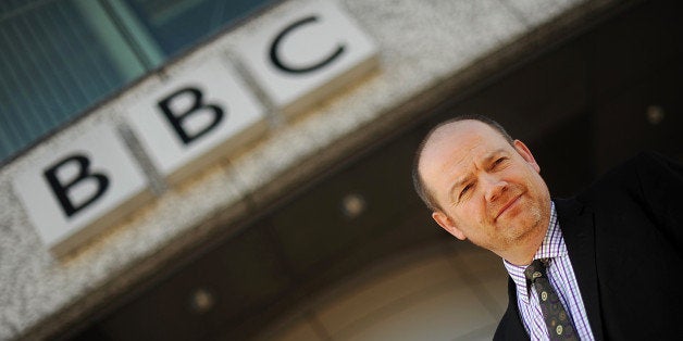 British Broadcasting Corporation (BBC) director general Mark Thompson is pictured outside the BBC's Television Centre in Whit