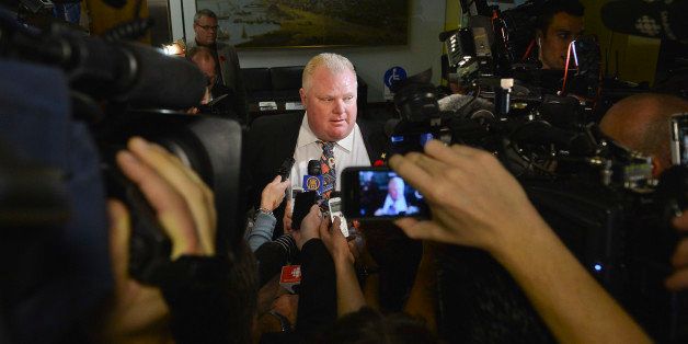 TORONTO, ON - NOVEMBER 5: Mayor Ford speaks to media outside of his office and admits to Crack Cocaine use.The drama continues at Toronto's City Hall on Tuesday. Doug and Rob Ford have gone on the offensive claiming the police are playing politics. November 5, 2013 (Richard Lautens/Toronto Star via Getty Images)