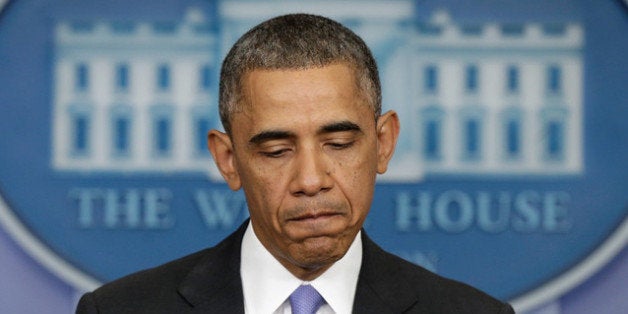 WASHINGTON, DC - NOVEMBER 14: U.S. President Barack Obama speaks about an administrative fix for some of the problems with the HealthCare.gov. website in the Brady Press Briefing Room at the White House on November 14, 2013 in Washington, DC. The president announced that canceled insurance plans would be renewed for a year. (Photo by Win McNamee/Getty Images)