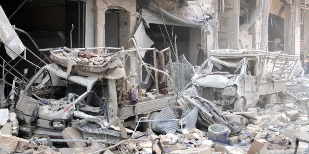 ALEPPO, SYRIA - DECEMBER 20: A scene of the al-Sukari neighborhoods of Aleppo, Syria on December 20, 2013 following an airst