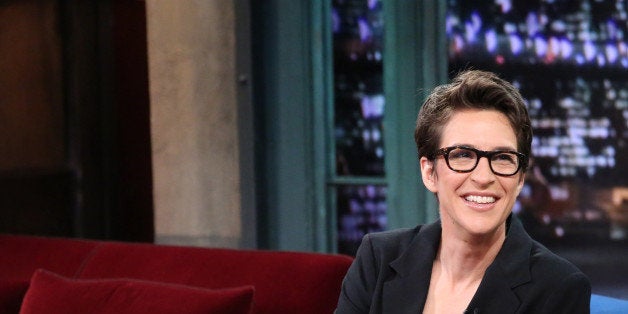 LATE NIGHT WITH JIMMY FALLON -- Episode 924 -- Pictured: (l-r) MSNBC's Rachel Maddow with host Jimmy Fallon during an interv