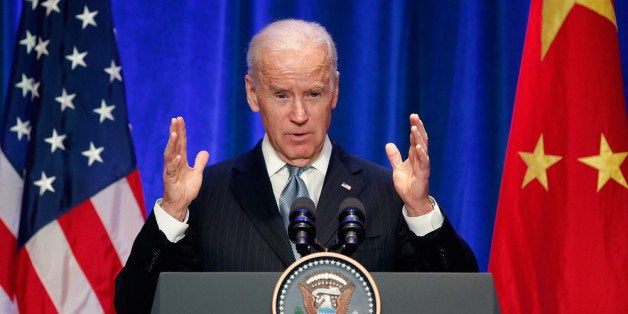 BEIJING, CHINA - DECEMBER 05: U.S Vice President Joe Biden speaks at a business leader breakfast at the The St. Regis Beijing hotel on December 5, 2013 in Beijing, China. U.S Vice President Joe Biden is on an official visit to China from December 4 to 5. (Photo by Lintao Zhang/Getty Images)