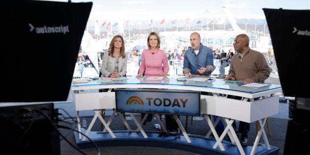 TODAY -- Pictured: (l-r) Natalie Morales, Savannah Guthrie, Matt Lauer from the 2014 Olympics in Socci -- (Photo by: Joe Scarnici/NBC/NBC NewsWire via Getty Images)