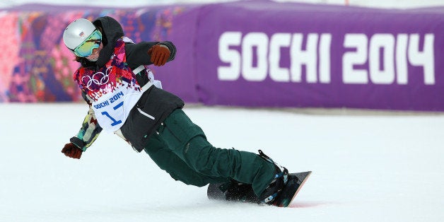 SOCHI, RUSSIA - FEBRUARY 09: Sarka Pancochova of Czech Republic competes in her Women's Snowboard Slopestyle Finals during d