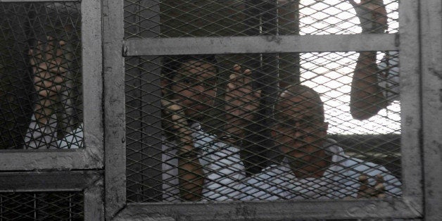 CAIRO, EGYPT - MARCH 5: Trial of Al Jazeera staff, including 4 foreigners and 16 Egyptians, is heard at Police Institution in