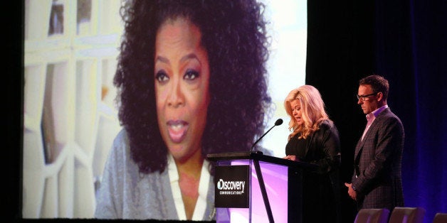 PASADENA, CA - JANUARY 09: Sheri Salata, President, OWN, and Erik Logan, President, OWN, speak onstage during the 'OWN: Opra
