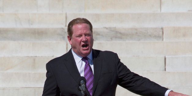 MSNBC TV host and liberal activist Ed Schultz speaks at the National Action to Realize the Dream march and rally for the 50th Anniversary of the march on Washington and Martin Luther King's I Have A Dream Speech, August 24, 2013, Lincoln Memorial, Washington, D.C.. (Photo by: Visions of America/UIG via Getty Images)