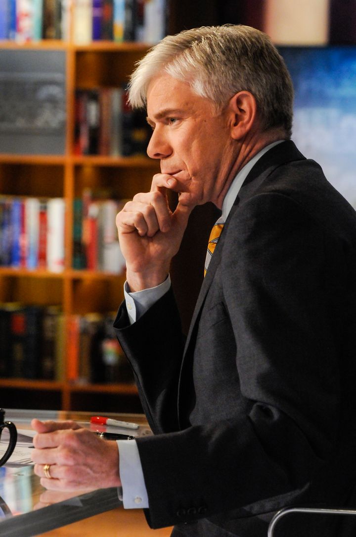 MEET THE PRESS -- Pictured: (l-r) ? Moderator David Gregory appears on 'Meet the Press' in Washington, D.C., Sunday, April 7, 2013. (Photo by: William B. Plowman/NBC/NBC NewsWire via Getty Images)