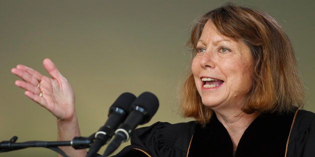 WINSTON SALEM, NC: Jill Abramson, former executive editor at the New York Times speaks during commencement ceremonies for Wake Forest University on May 19, 2014 in Winston Salem, North Carolina. Abramson delivered the commencement address at the university, her first public remarks since she was abruptly fired from her position last Wednesday. (Photo by Chris Keane/Getty Images)