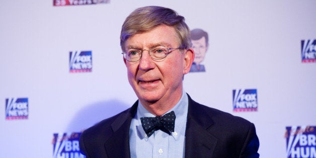 WASHINGTON - JANUARY 08: Conservative newspaper columnist George Will poses on the red carpet upon arrival at a salute to FOX News Channel's Brit Hume on January 8, 2009 in Washington, DC. Hume was honored for his 35 years in journalism. (Photo by Brendan Hoffman/Getty Images)