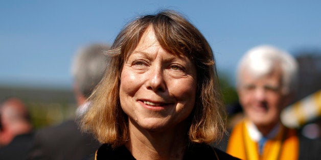 WINSTON SALEM, NC: Jill Abramson, former executive editor at the New York Times walks in with faculty and staff during comme