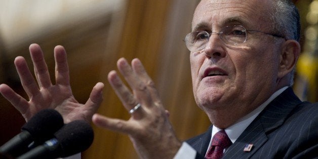 Former New York City Mayor Rudy Giuliani speaks about the upcoming 10th anniversary of the September 11, 2001 attacks at the National Press Club in Washington on September 6, 2011. AFP PHOTO/Saul LOEB (Photo credit should read SAUL LOEB/AFP/Getty Images)