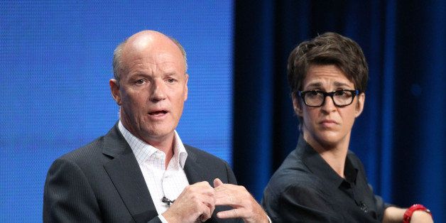 BEVERLY HILLS, CA - AUGUST 02: President of MSNBC Phil Griffin (L) and Rachel Maddow host of 'The Rachel Maddow Show' speak during the 'MSNBC' panel during the NBC Universal portion of the 2011 Summer TCA Tour held at the Beverly Hilton Hotel on August 2, 2011 in Beverly Hills, California. (Photo by Frederick M. Brown/Getty Images)